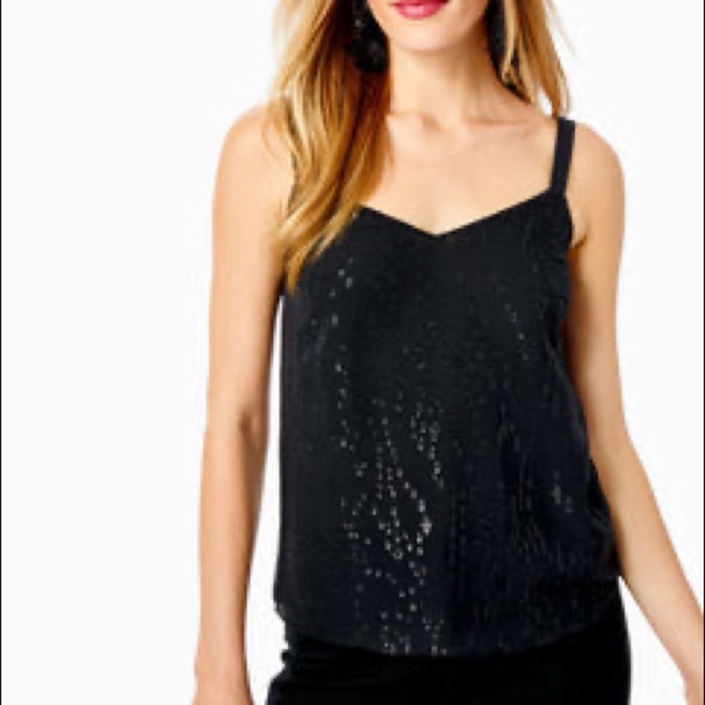 Lilly Pulitzer Nadia Silk Cami - Onyx Fish Clip Chiffon